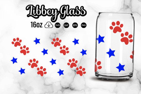 4th of July Dog Paw Embroidery Design