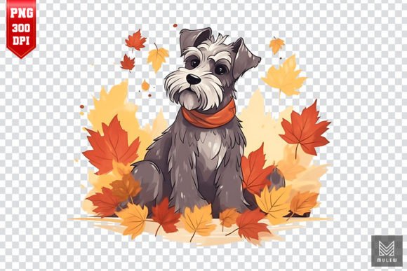 Autumn Miniature Schnauzer Dog Clipart