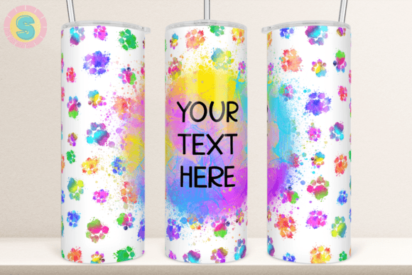 Colorful Dog Paw Print Tumbler Wrap