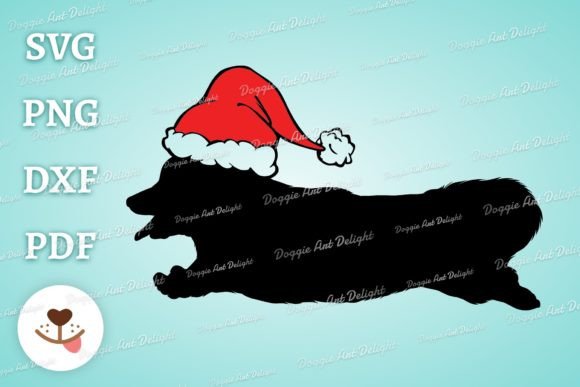 Corgi in Santa Hat Christmas Dog Clipart
