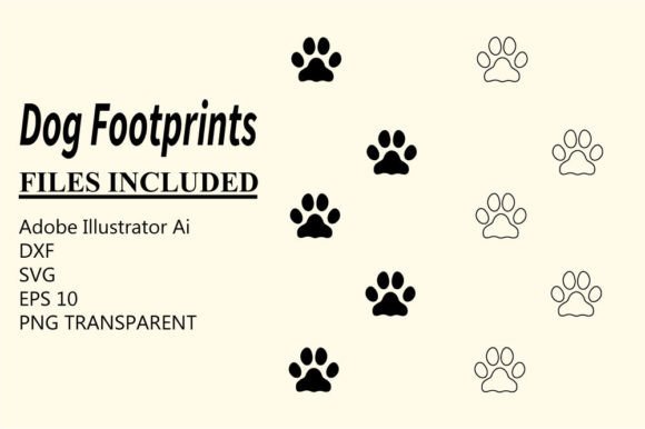 Dog Footprints Silhouette and Outline