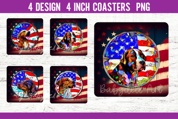 Dog Patriotic Square Coaster Sublimation