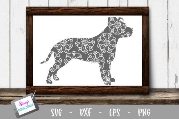 Dog Pitbull with Mandala Pattern
