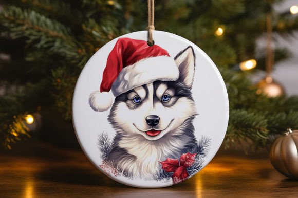Husky Dog Christmas Ornament