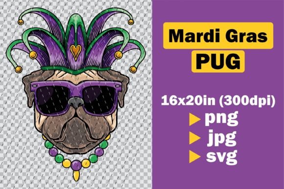 Mardi Gras Joker Pug Dog