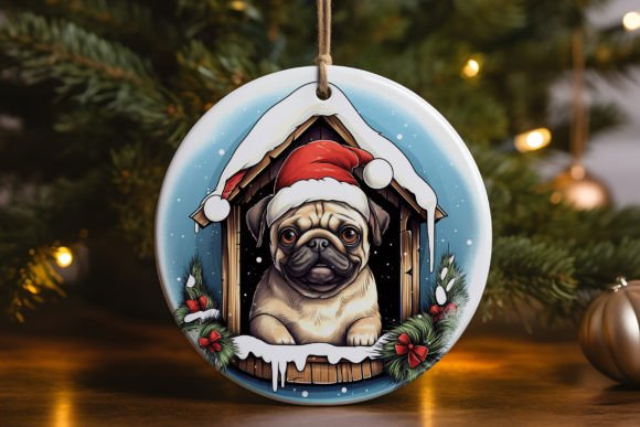 Pug Santa Dog Ornament