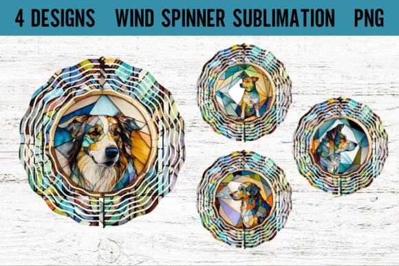 Stained Glass Dog Wind Spinner