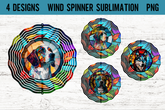 Stained Glass Dog Wind Spinner Sublimati