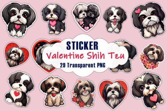 Valentine Shih Tzu Dog Stickers PNG