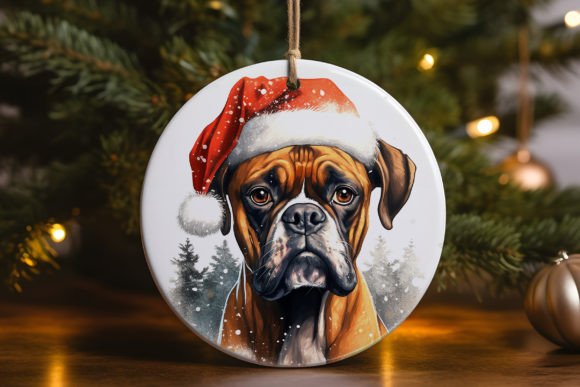 Winter Boxer Dog Ornament
